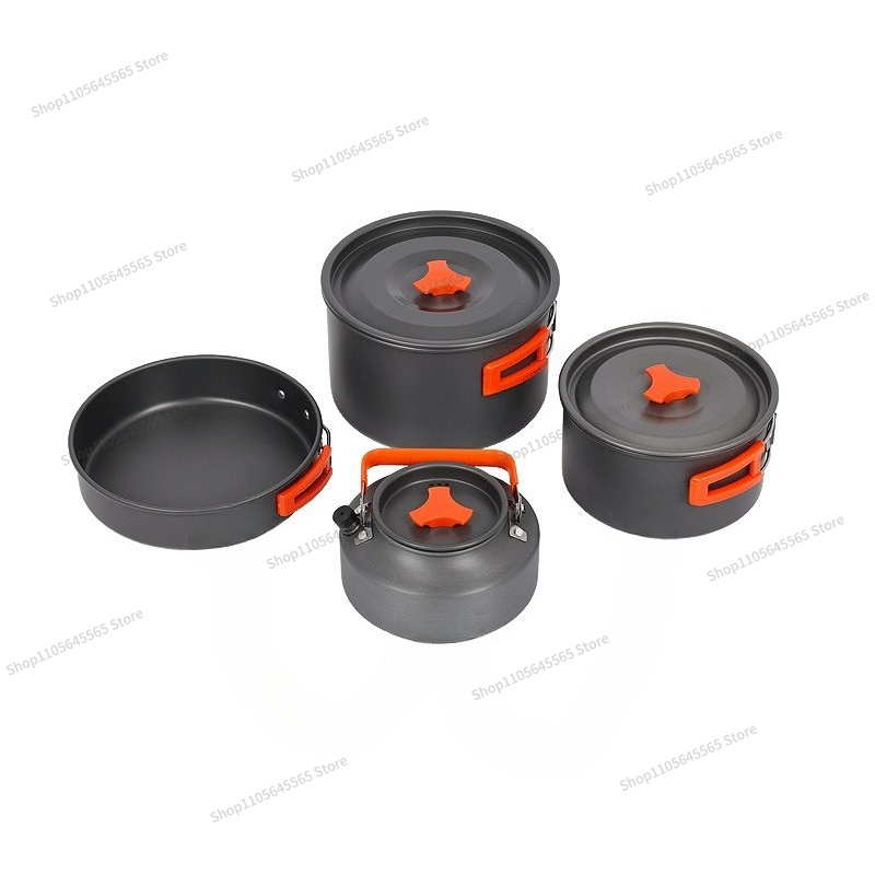 Camping Cooking Set For 4 - Für Outdoor-Camping Kochgeschirr 4-teiliges Set, Töpfe,