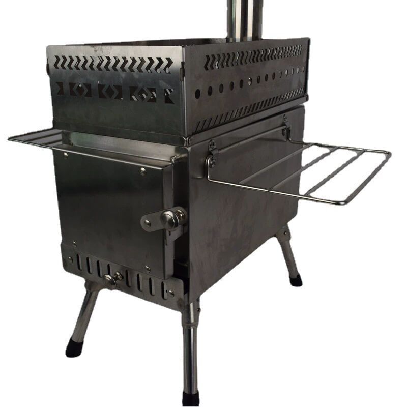 Camping Cooking Fire Pit - Edelstahl Klappbarer Holzofen Robuster Tragbarer Camping-Feuerkorb