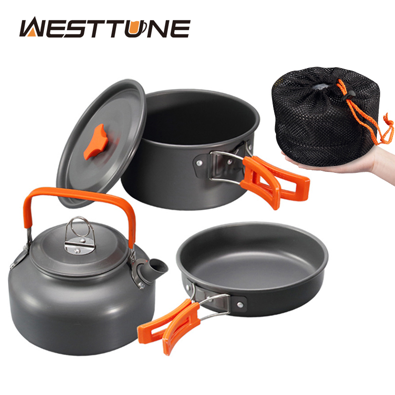 Camping Cooking Tin - WESTTUNE Camping-Kochgeschirr-Set, Aluminium, für den Außenbereich,