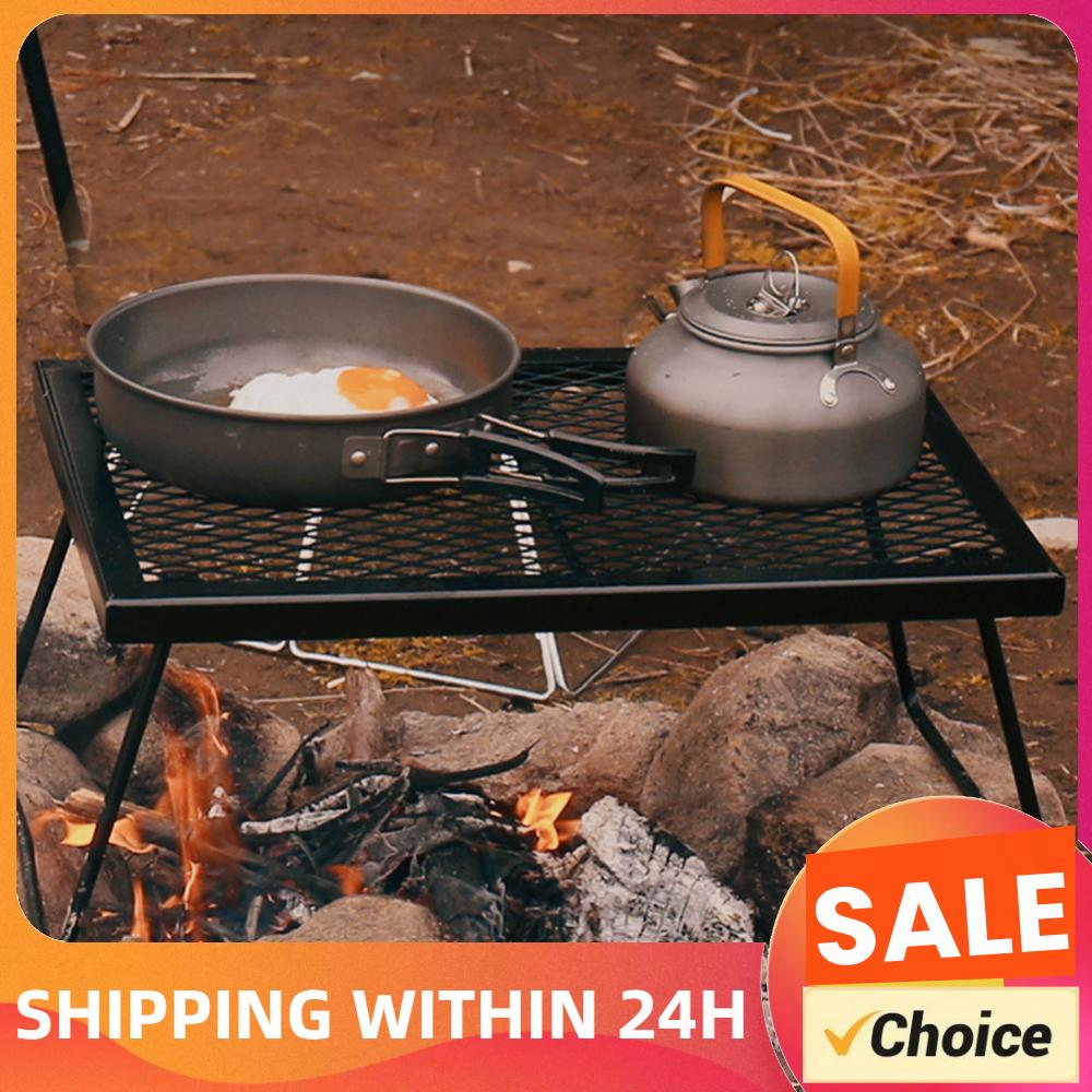 Camping Cooking Fire Pit - Klappbarer Lagerfeuer-Grillrost, Robuster Faltbarer Kochständer für