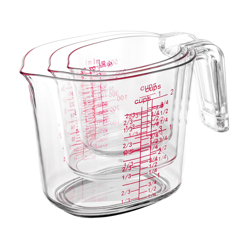 Camping Cooking Tool Set - 1Cup, 2Cup, 4Cup Transparente, ineinandersteckbare Messbecher-Set