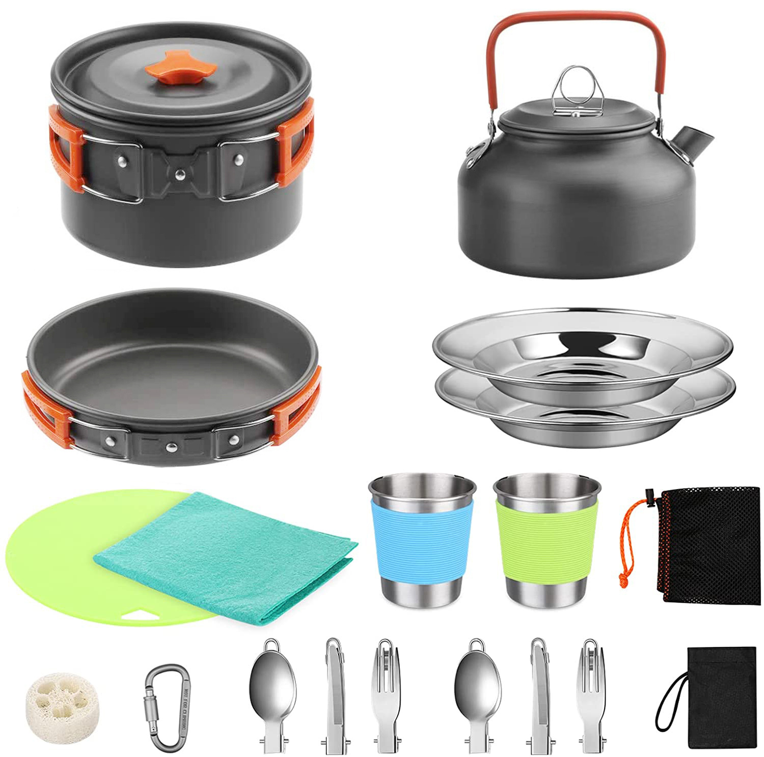 Camping Cooking Cover - Komplettes 2-3 Personen Camping-Kochset Aluminiumtopf Pfanne