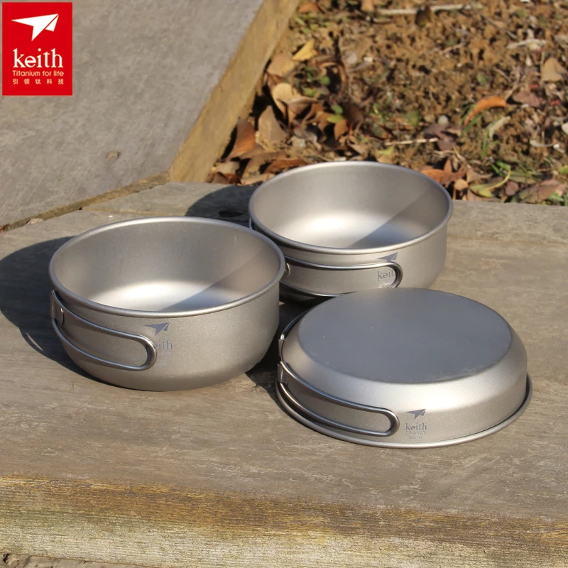 Camping Cooking Handle - Keith 3pcs Titan Kochgeschirr Pfannen Schalen