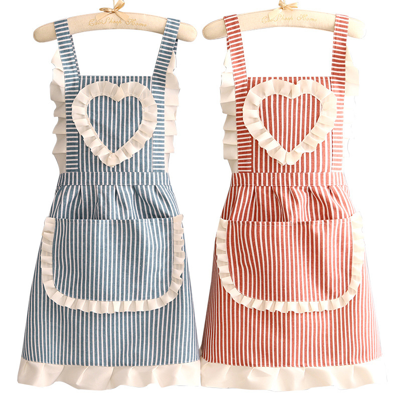 Camping Cooking Apron - Schürze mit Rüschen für Damen, Baumwolle-Leinen,