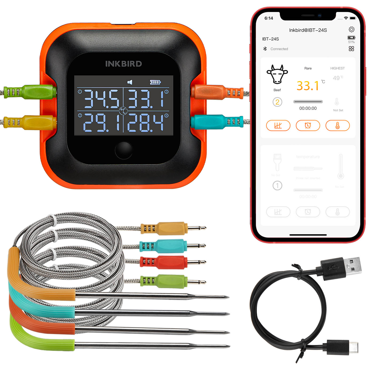Meat Thermometer Camp - Inkbird Bluetooth Fleisch thermometer mit 4