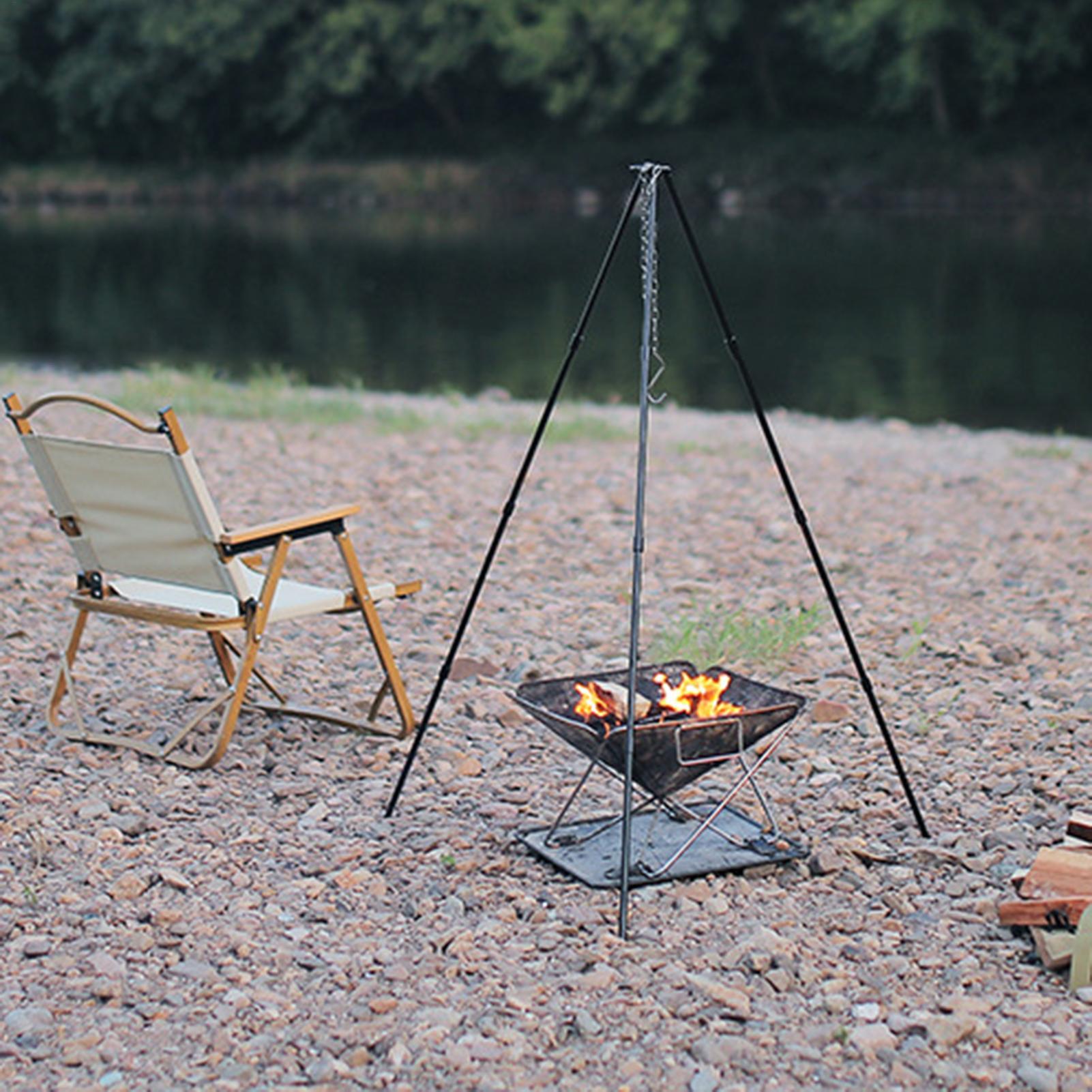 Camping Cooking Pot Tripod - Großer Outdoor-Lagerfeuer-Dreifuß, Tragbarer Camping-Kochtopf-Halter, Verstellbares Dreieckiges