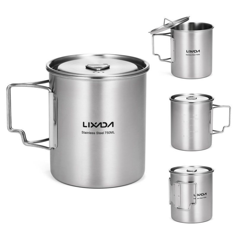 Camping Cooking Handle - Lixada 750ml Tasse Outdoor Edelstahl Wasser