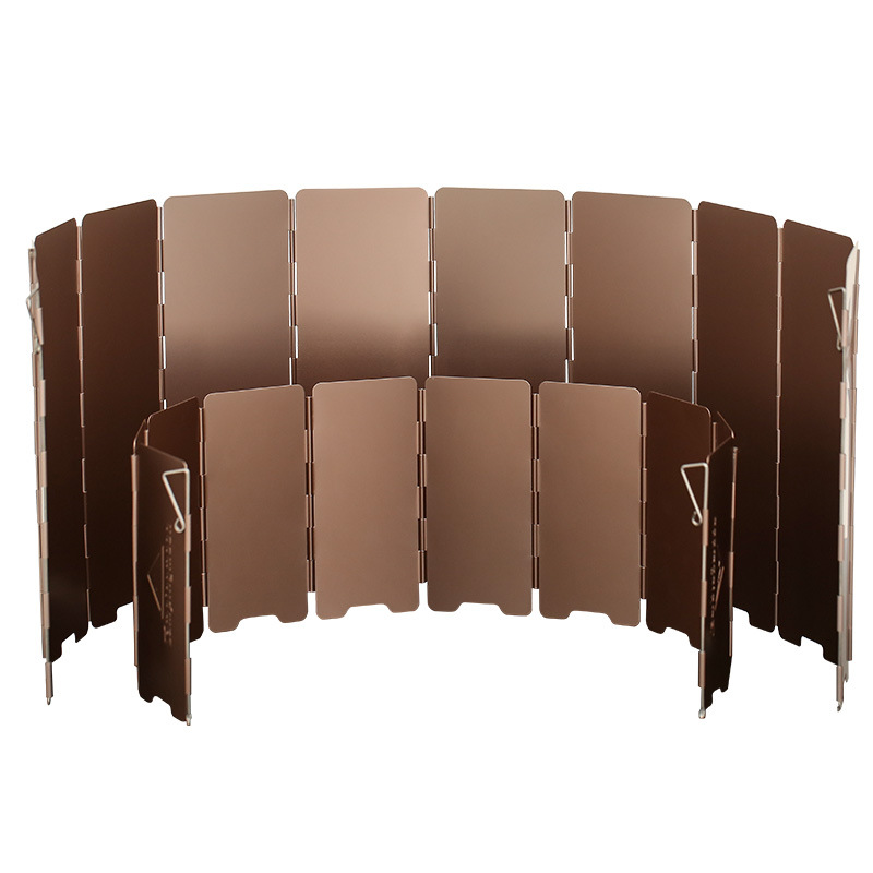 Camping Cooking Windshield - 10 Platten bronzefarbener, zusammenklappbarer Outdoor-Camping-Gasherd-Windschutzscheiben-Windschutz aus