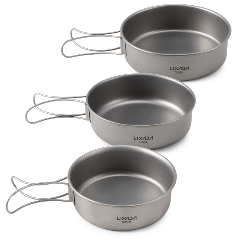 Camping Cooking Tray - Lixada Titanschalen, ultraleichte Titan-Abendschüssel, Pfanne, faltbare