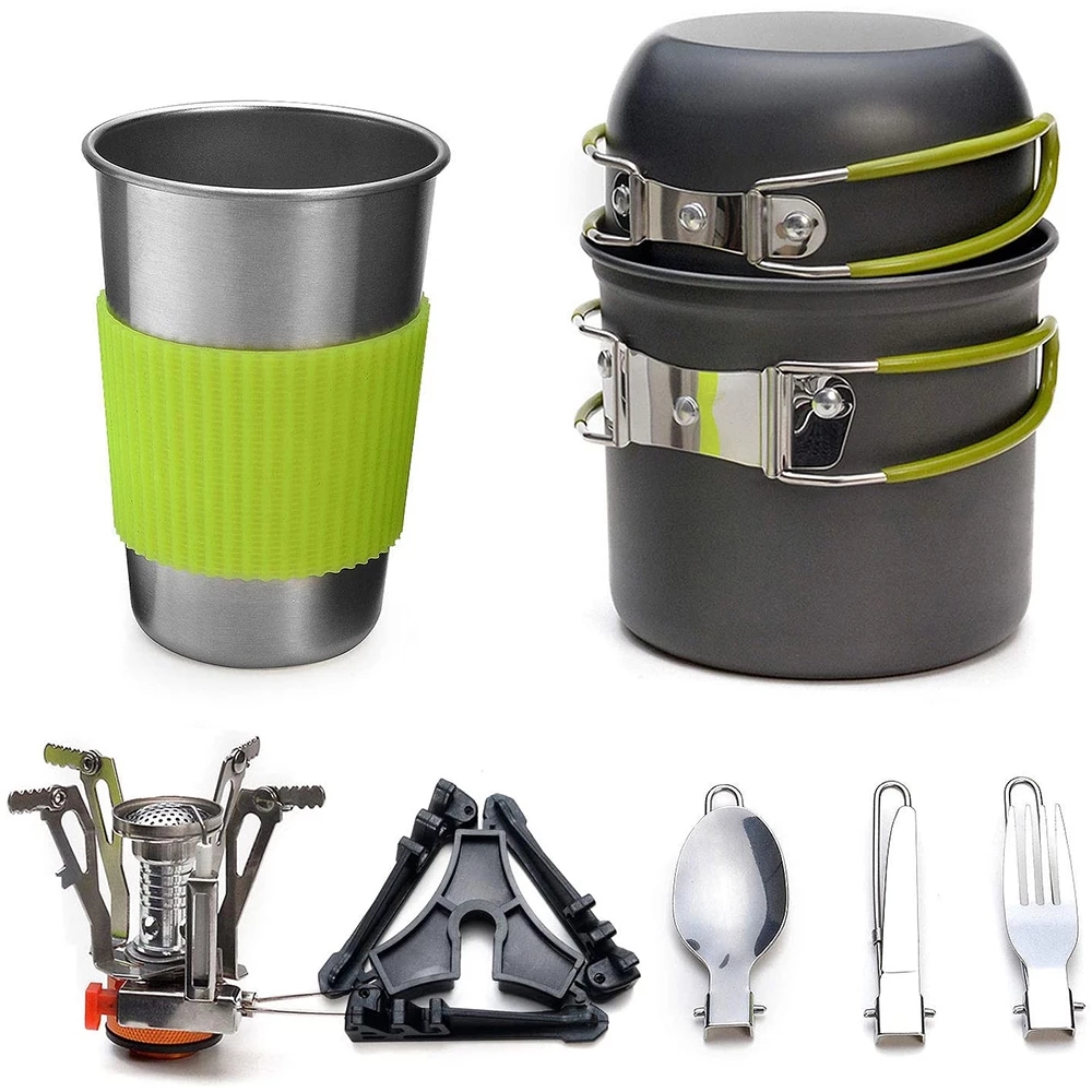 Camping Cooking Pot Set - Camping-Kochgeschirr-Set mit Herd, Outdoor-Kochset, Outdoor-Topf, Reisen,