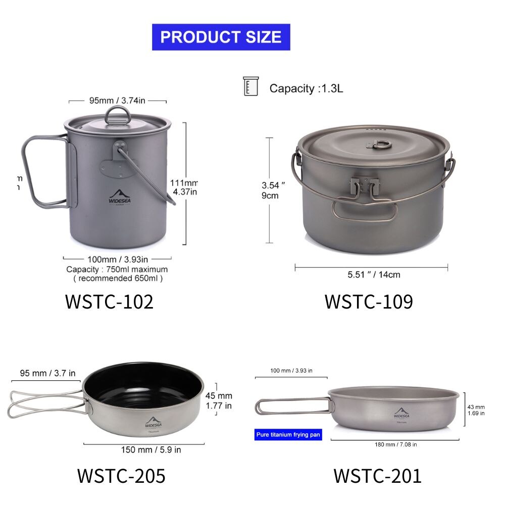 Wideea Camping Geschirr Titan  – Camping Cooking Pot Set Bewertung und Preis