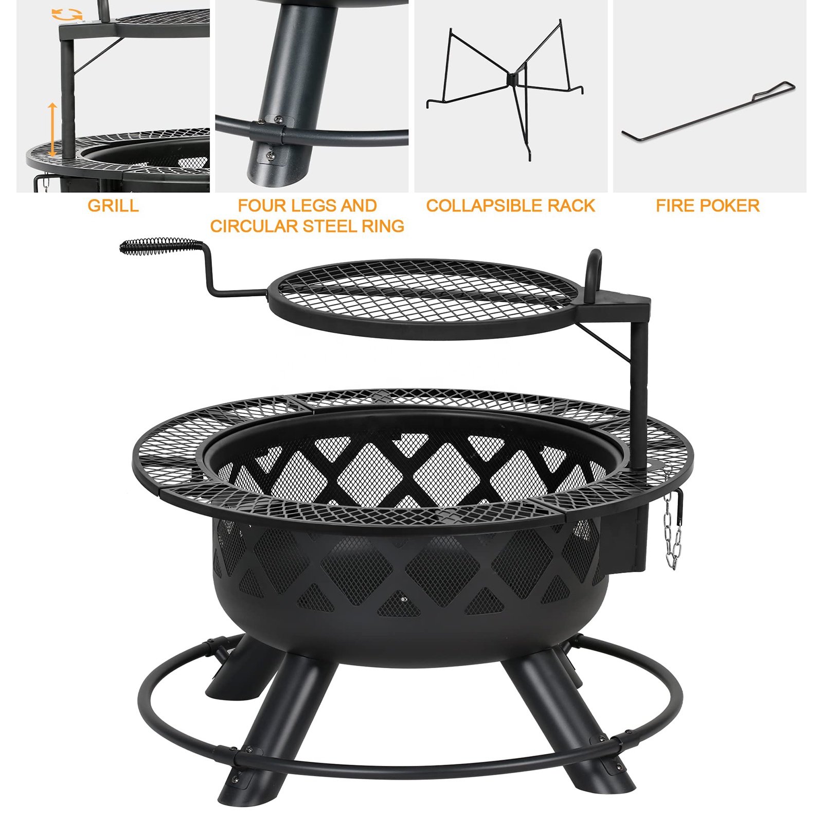 Große Holzfeuergruben für den  – Camping Cooking Fire Pit Bewertung und Preis